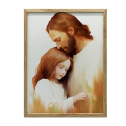 Uścisk Miłości - Plakat Jezusa z Małą Dziewczynką | Obraz na Płótnie | Arte Deum