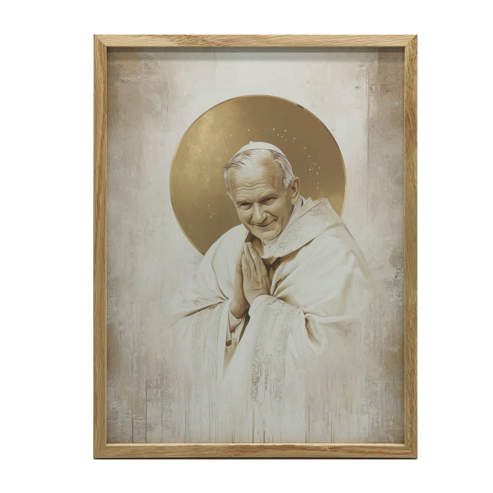 Obraz Święty Jan Paweł II - plakat religijny idealny do kontemplacji i refleksji.