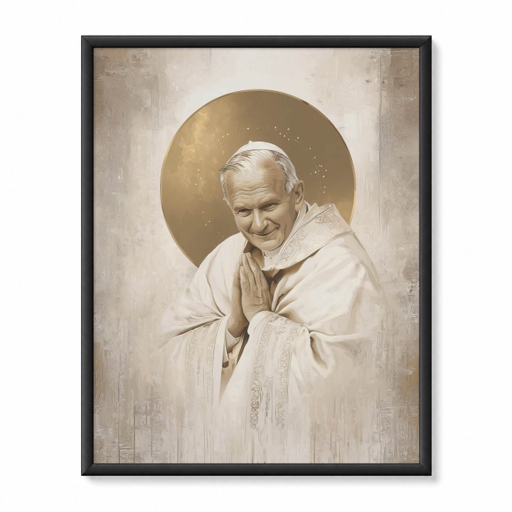 Obraz Święty Jan Paweł II - plakat religijny idealny do kontemplacji i refleksji.