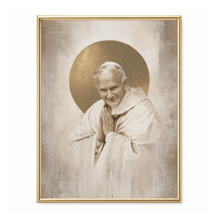 Obraz Święty Jan Paweł II - plakat religijny idealny do kontemplacji i refleksji.