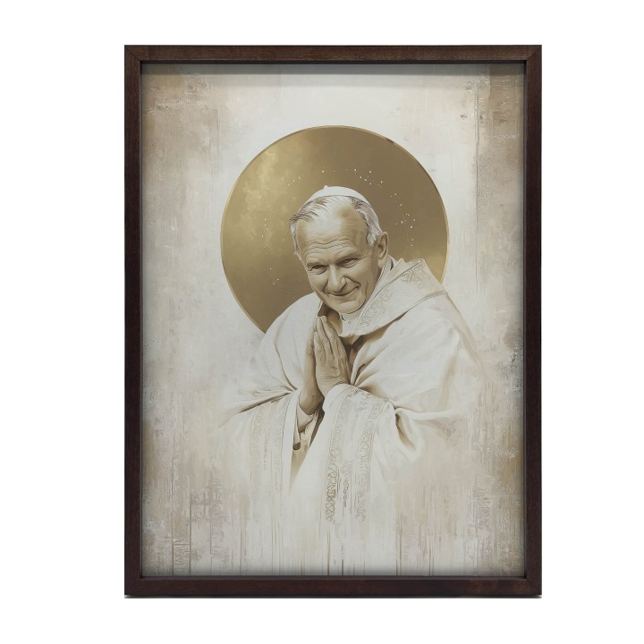 Obraz Święty Jan Paweł II - plakat religijny idealny do kontemplacji i refleksji.