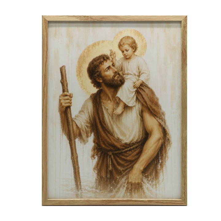Obraz Świętego Krzysztofa – Patron Kierowców i Podróżnych | Obraz Religijny