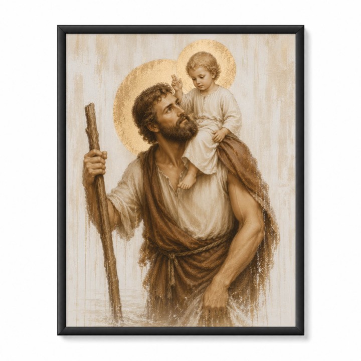Obraz Świętego Krzysztofa – Patron Kierowców i Podróżnych | Obraz Religijny