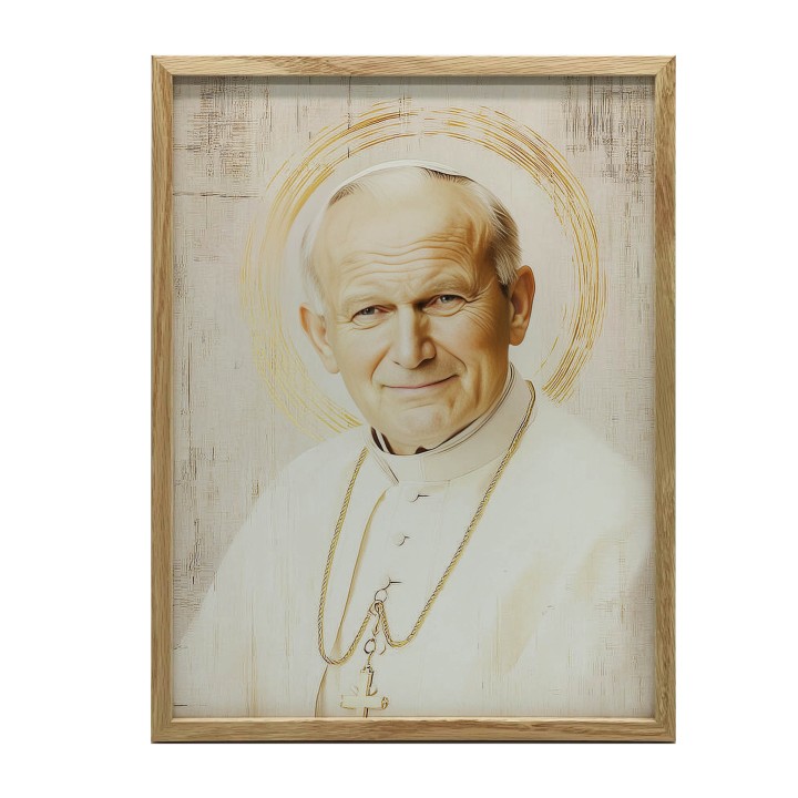 Święty Jan Paweł II – obraz religijny z aureolą | Artedeum.pl