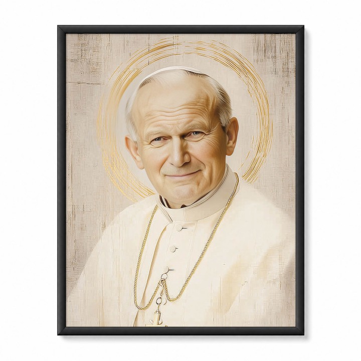 Święty Jan Paweł II – obraz religijny z aureolą | Artedeum.pl