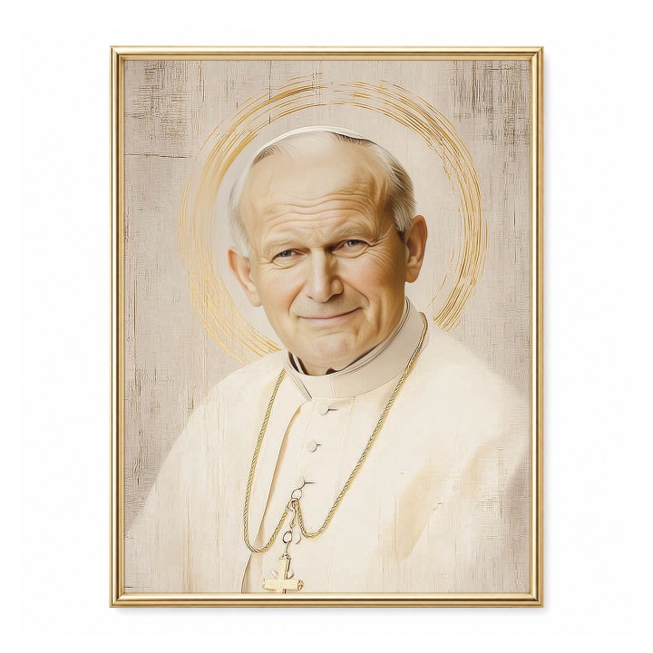 Święty Jan Paweł II – obraz religijny z aureolą | Artedeum.pl