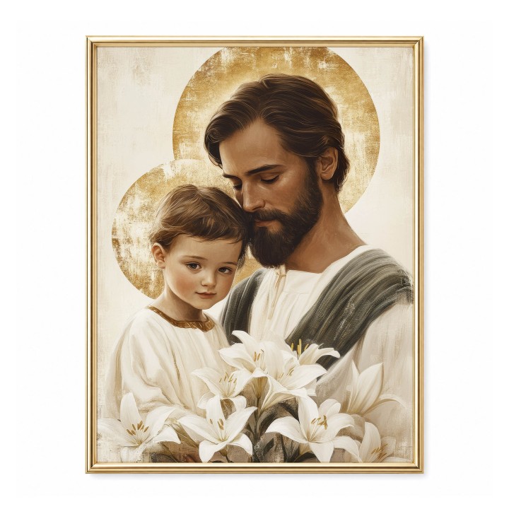 Święty Józef z Dzieciątkiem Jezus – Obraz religijny pełen czułości i duchowej głębi | Artedeum.pl