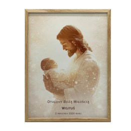 Obraz na Chrzest Święty do Pokoju Dziecka – Pamiątka Religijna z Jezusem