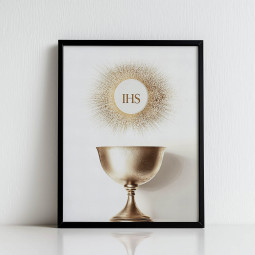 Złoty Kielich z Emblematem IHS - Plakat Religijny