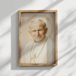 Święty Jan Paweł II – obraz religijny z aureolą | Artedeum.pl